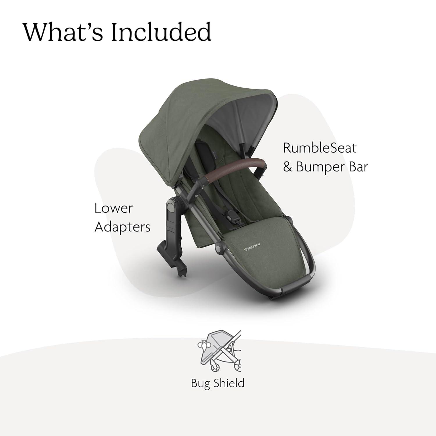 imageUPPAbaby RumbleSeat V3 Second Lower Seat  Compatible with Vista V2 and Vista V3  AllWeather Seat  Magnetic Buckle  Adapters Included  Jake CharcoalCarbon FrameBlack LeatherEvelyn Meadow GreenGraphite FrameChestnut Leather