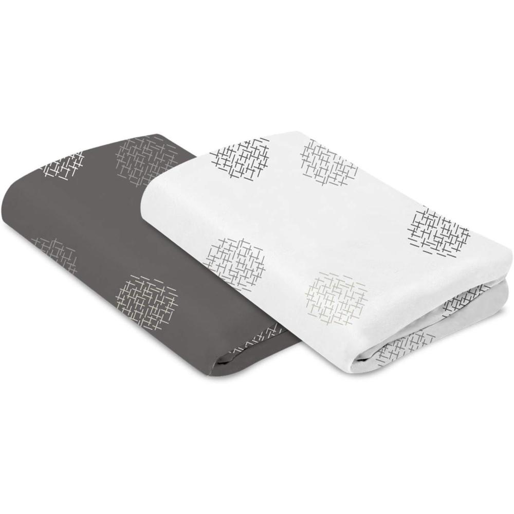 image4moms Breeze Bassinet Sheets Machine Washable and 100 Cotton WhiteWhite  Grey