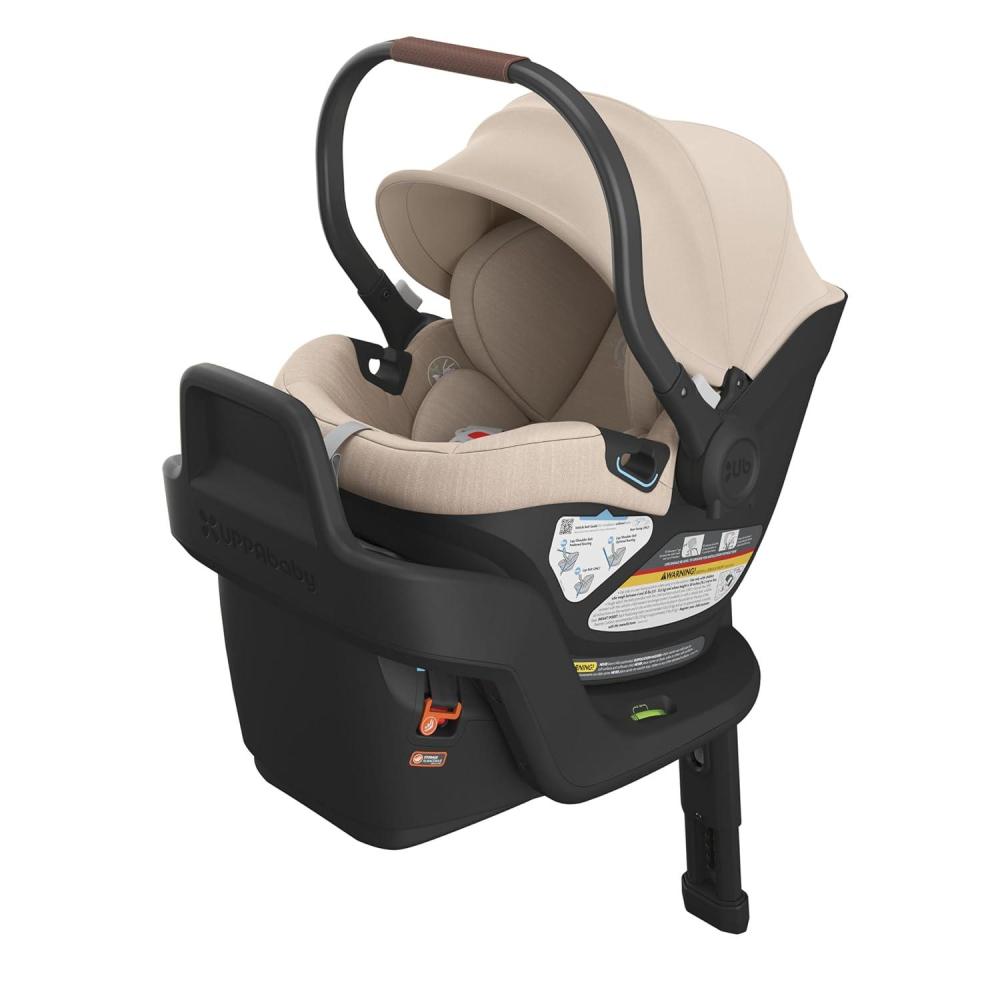imageUPPAbaby Aria Lightweight Infant Car SeatJust Under 6 lbs for Easy PortabilityBase with Load Leg  Infant Insert IncludedDirect Stroller AttachmentGreyson Charcoal MlangeSaddle LeatherDeclan