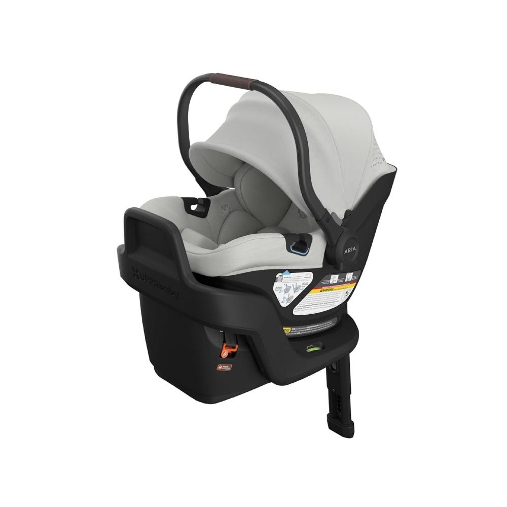 imageUPPAbaby Aria V2 Lightweight Infant Car Seat  Just Under 6 lbs  Base with Load Leg  Infant Insert  AllWeather FootCover Included  Direct Stroller Attachment  Declan Oat MlangeSavannah Pearl Grey Mlange