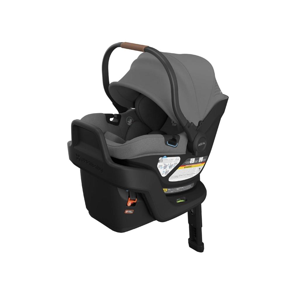 imageUPPAbaby Aria V2 Lightweight Infant Car Seat  Just Under 6 lbs  Base with Load Leg  Infant Insert  AllWeather FootCover Included  Direct Stroller Attachment  Declan Oat MlangeGreyson Charcoal Mlange