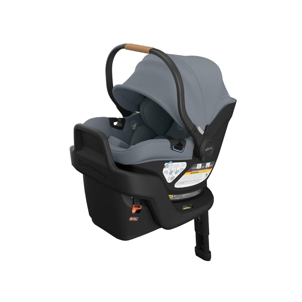 imageUPPAbaby Aria V2 Lightweight Infant Car Seat  Just Under 6 lbs  Base with Load Leg  Infant Insert  AllWeather FootCover Included  Direct Stroller Attachment  Declan Oat MlangeCallum Stone Blue