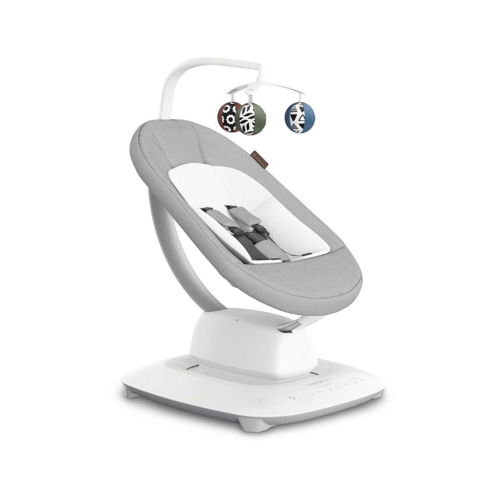 imageUPPAbaby Mamaroo Smart Swing  Customizable Soothing Modes with MotionSync Technology  Infant Recline  Bluetooth Enabled  Included Newborn Insert  Charlie Sand MlangeStella Grey Mlange
