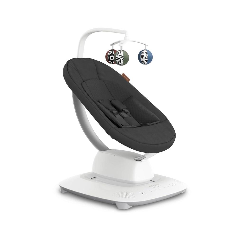 imageUPPAbaby Mamaroo Smart Swing  Customizable Soothing Modes with MotionSync Technology  Infant Recline  Bluetooth Enabled  Included Newborn Insert  Charlie Sand MlangeJake Charcoal Mlange