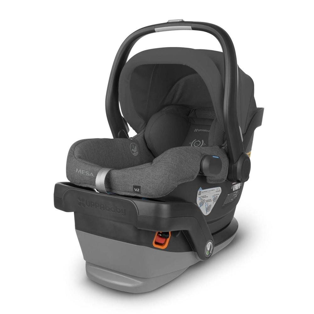 imageUPPAbaby Mesa V2 Infant Car SeatEasy InstallationInnovative SmartSecure TechnologyBase  Robust Infant Insert IncludedDirect Stroller AttachmentGreyson Charcoal MlangeGreyson