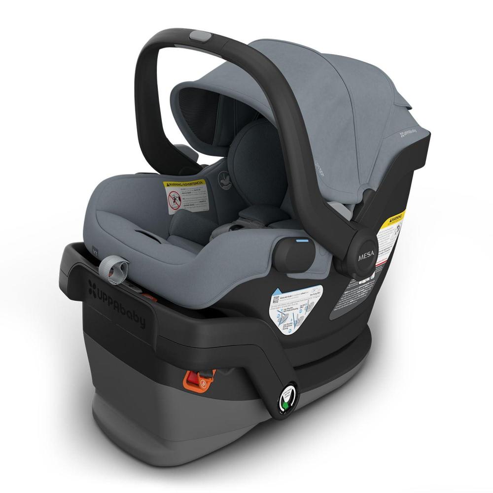 imageUPPAbaby Mesa V3 Infant Car Seat  Easy Installation  SmartSecure Technology  Attaches to Stroller  Base  Infant Insert Included  Greyson Charcoal MlangeCallum Stone Blue