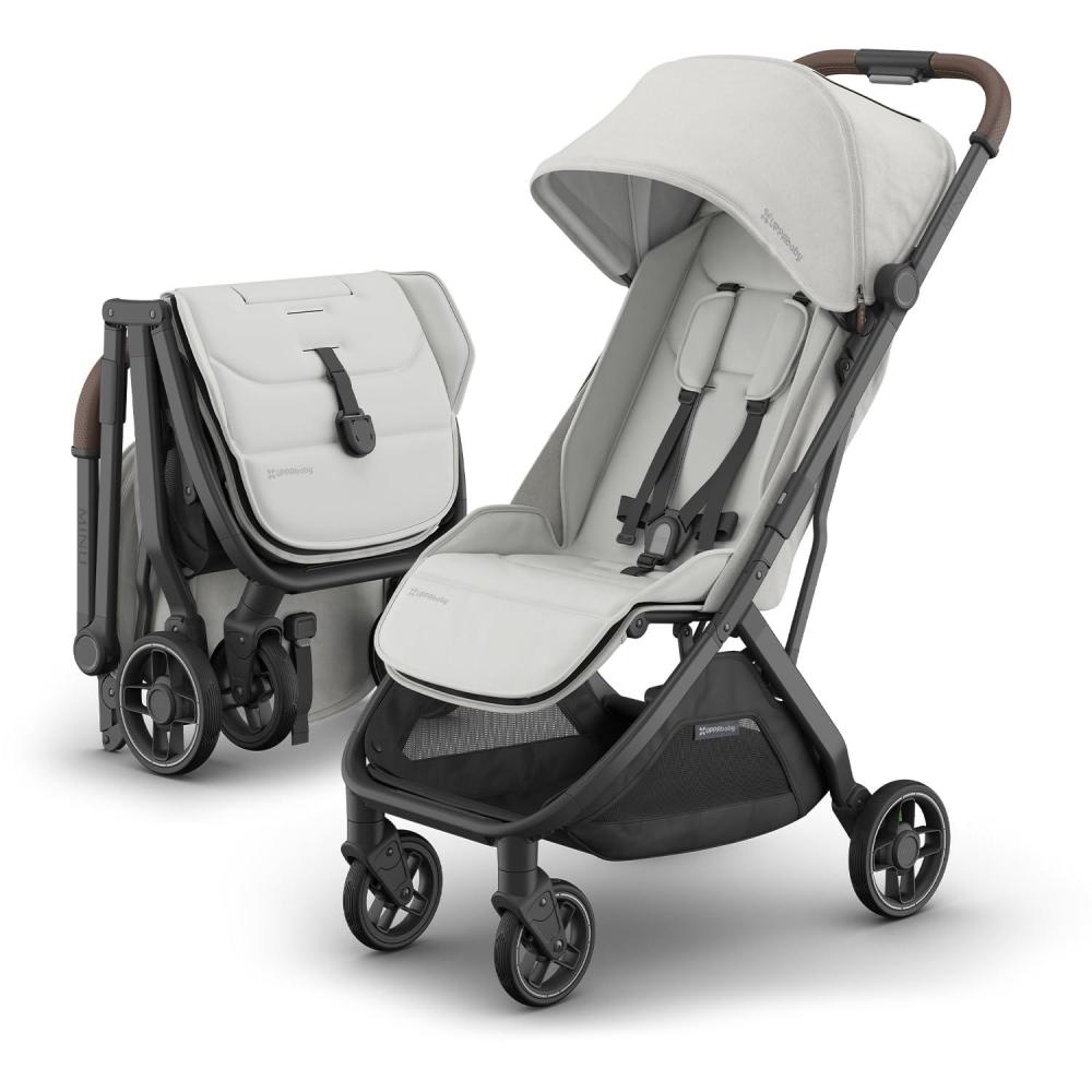 imageUPPAbaby Minu V3 Travel Stroller  Lightweight  Compact Design  OneHand Fold  Unfold  from Birth  Overhead Compatible  Jake CharcoalCarbon FrameBlack LeatherSavannah