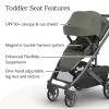 imageUPPAbaby Cruz V3 Stroller  from Birth  Car Seat Compatible  FullSize Reversible Seat  Infant Insert Bug and Rain Shields Included  Greyson Charcoal MlangeCarbon FrameSaddle LeatherEvelyn Meadow Green