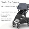 imageUPPAbaby Cruz V3 Stroller  from Birth  Car Seat Compatible  FullSize Reversible Seat  Infant Insert Bug and Rain Shields Included  Greyson Charcoal MlangeCarbon FrameSaddle LeatherJulian Dusty Blue Mlange