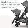 imageUPPAbaby RumbleSeat V3 Second Lower Seat  Compatible with Vista V2 and Vista V3  AllWeather Seat  Magnetic Buckle  Adapters Included  Jake CharcoalCarbon FrameBlack LeatherTheo Dark TaupeSilver FrameChestnut Leather