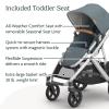 imageUPPAbaby Vista V3 Stroller  Bassinet V3  Convertible SingletoDouble Stroller System Bassinet Toddler Seat Bug Shield Rain Shield Included Callum Stone BlueSilver FrameSand LeatherCallum Stone BlueSilver FrameSand Leather