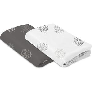 image4moms Breeze Bassinet Sheets Machine Washable and 100 Cotton WhiteWhite  Grey