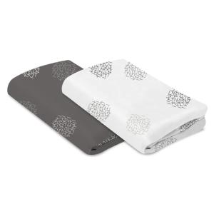 image4moms Breeze Playard Sheets Machine Washable and 100 Cotton WhiteWhite  Grey