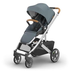 imageUPPAbaby Cruz V3 Stroller  from Birth  Car Seat Compatible  FullSize Reversible Seat  Infant Insert Bug and Rain Shields Included  Greyson Charcoal MlangeCarbon FrameSaddle LeatherCallum Stone Blue