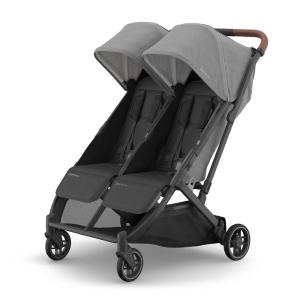 imageUPPAbaby Minu Duo SidebySide Double Stroller  Lightweight  Compact Design for Travel  Easy Fold From Birth to Toddler  Independent Recline GreysonCharcoal MlangeCarbon FrameSaddle LeatherGreyson Charcoal MlangeCarbon FrameSaddle Leather