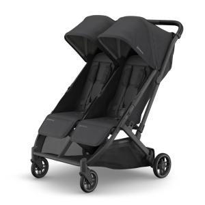imageUPPAbaby Minu Duo SidebySide Double Stroller  Lightweight  Compact Design for Travel  Easy Fold From Birth to Toddler  Independent Recline GreysonCharcoal MlangeCarbon FrameSaddle LeatherJake CharcoalCarbon FrameBlack Leather