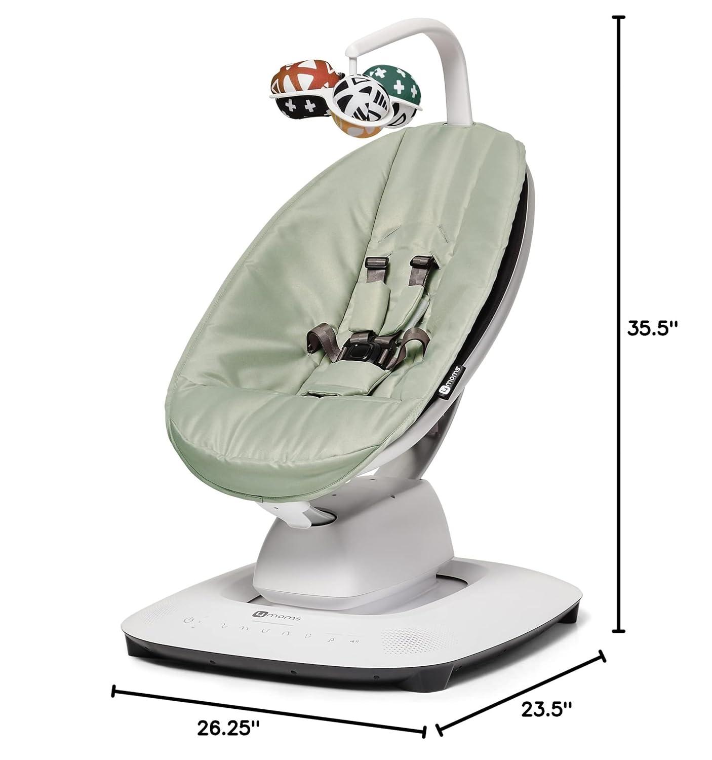 image4moms MamaRoo MultiMotion Baby Swing in Sage with Mesh Infant Insert YellowBaby Swing  Infant Insert