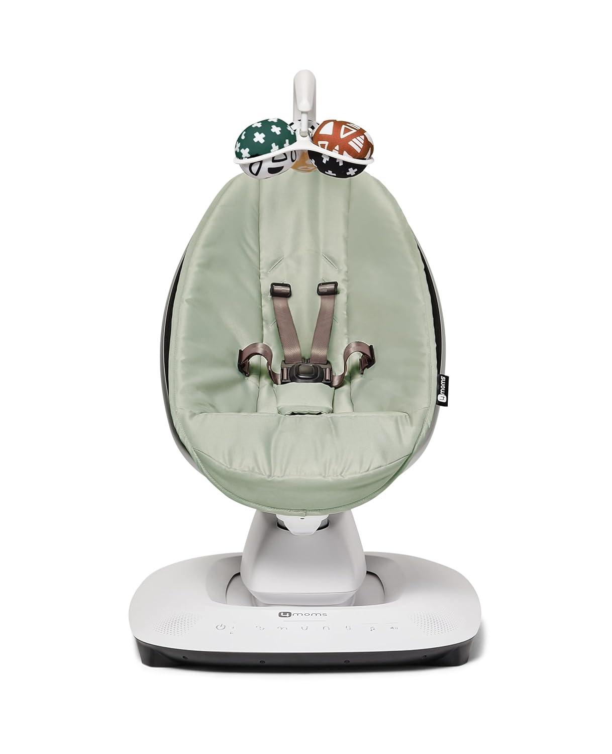 image4moms MamaRoo MultiMotion Baby Swing in Sage with Plush Infant Insert Dark Grey