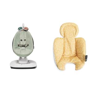 image4moms MamaRoo MultiMotion Baby Swing in Sage with Mesh Infant Insert YellowBaby Swing  Infant Insert