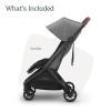 imageUPPAbaby Minu V3 Travel Stroller  Lightweight  Compact Design  OneHand Fold  Unfold  from Birth  Overhead Compatible  Evelyn Meadow GreenCarbon FrameChestnut LeatherGreyson Charcoal MlangeCarbon FrameSaddle Leather