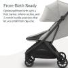 imageUPPAbaby Minu V3 Travel Stroller  Lightweight  Compact Design  OneHand Fold  Unfold  from Birth  Overhead Compatible  Evelyn Meadow GreenCarbon FrameChestnut LeatherSavannah Pearl Gray JacquardCarbon FrameChestnut Leather