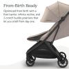 imageUPPAbaby Minu V3 Travel Stroller  Lightweight  Compact Design  OneHand Fold  Unfold  from Birth  Overhead Compatible  Evelyn Meadow GreenCarbon FrameChestnut LeatherAda Sandstone MelangeCarbon FrameChestnut Leather