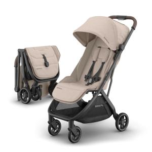 imageUPPAbaby Minu V3 Travel Stroller  Lightweight  Compact Design  OneHand Fold  Unfold  from Birth  Overhead Compatible  Evelyn Meadow GreenCarbon FrameChestnut LeatherAda Sandstone MelangeCarbon FrameChestnut Leather