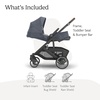 image:imageUPPAbaby Cruz V3 Stroller  from Birth  Car Seat Compatible  FullSize Reversible Seat  Infant Insert Bug and Rain Shields Included  James BlackCarbon FrameBlack LeatherJulian Dusty Blue Mlange
